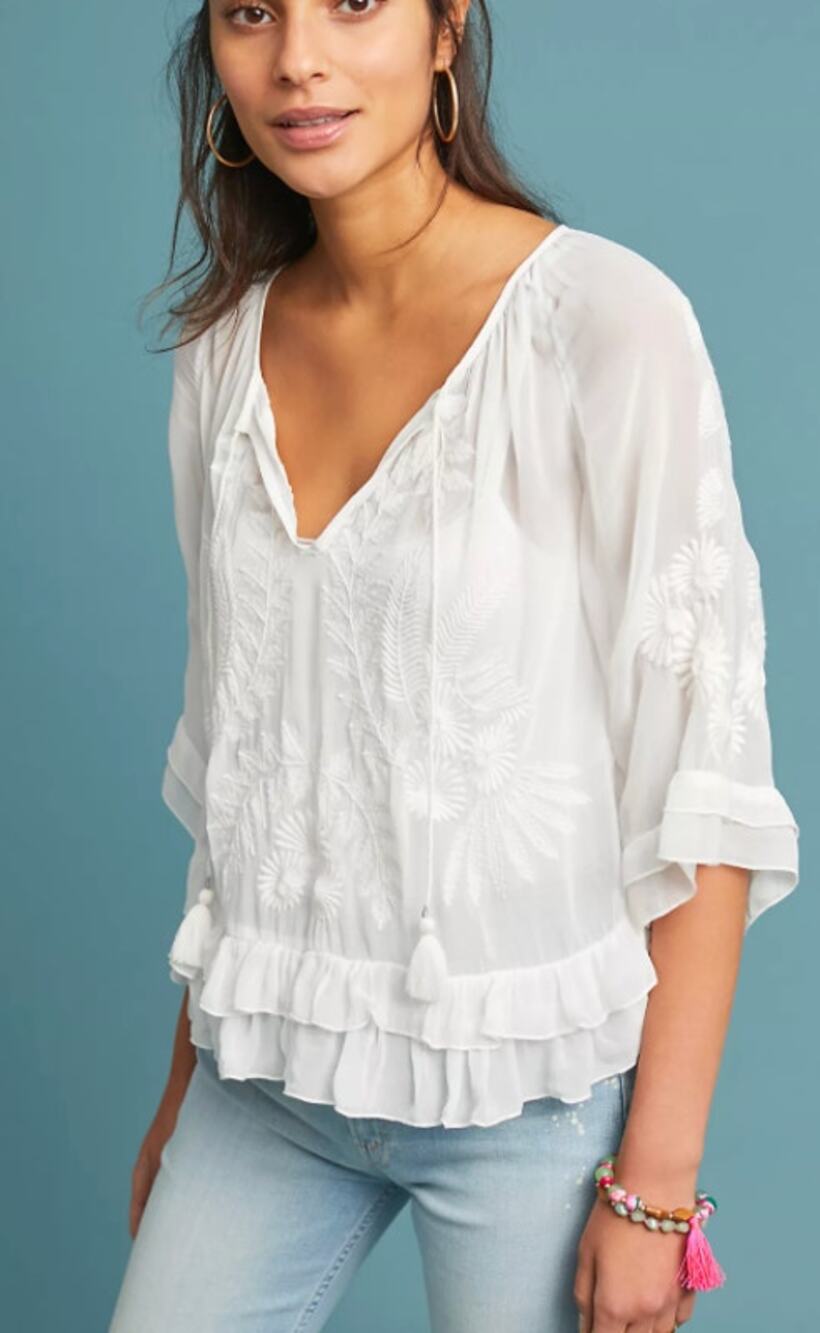 Anthropologie Ephesus Embroidered Blouse